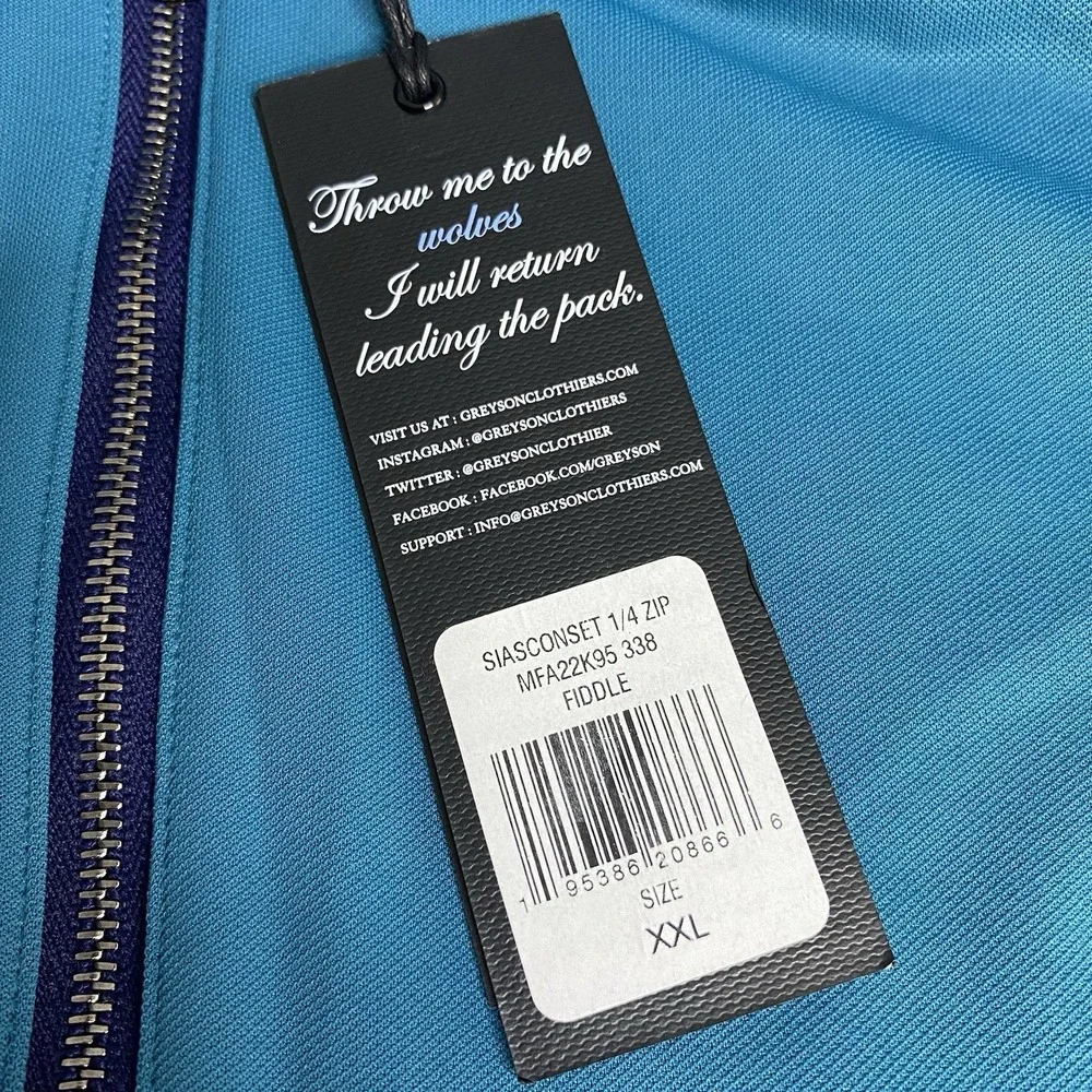 Greyson Siasconset 1/4 Zip‎ Pullover Shirt Golf Performance Fiddle Teal Blue XXL
